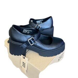 Black Platform Heels with Chunky Sole